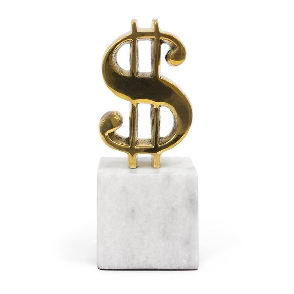 Jonathan Adler Brass and Marble Money Sign Sculpture - Picture 1 of 10